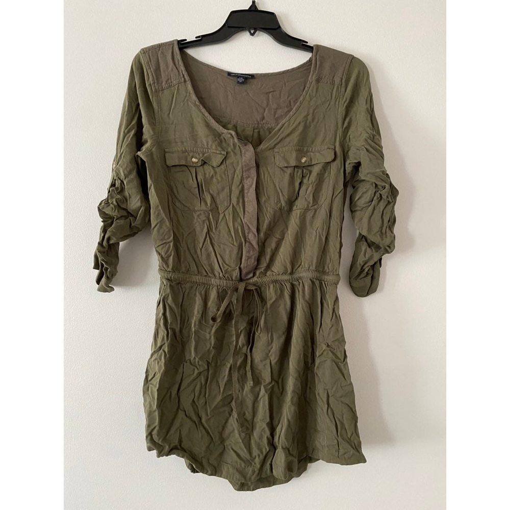 American eagle navy green pocket dress